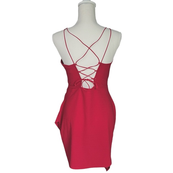 Windsor Faux Wrap Lace-Up Back Asymmetrical Dress | Size Large - Picture 3 of 11